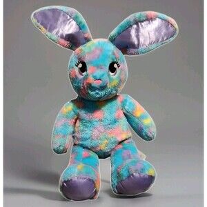Build A Bear BaB Bunny Tie Dye Teal Purple Pink Big Ears Rabbit - Clean No Smoke